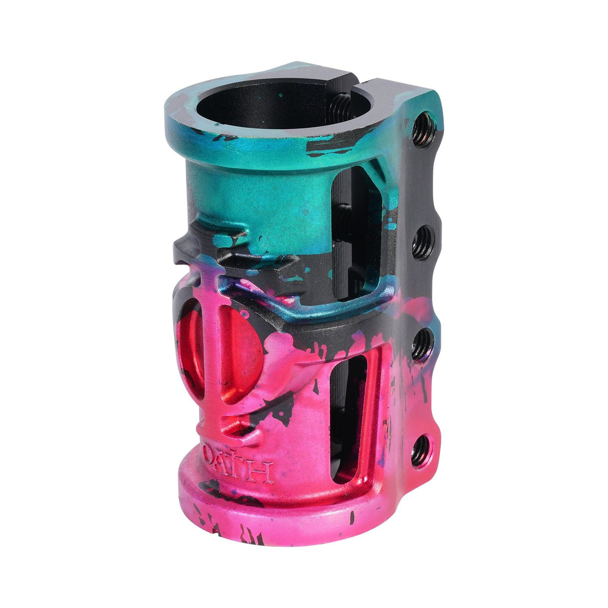 Oath Cage V2 Alloy 4 Bolt SCS Clamp Green/Pink/Black