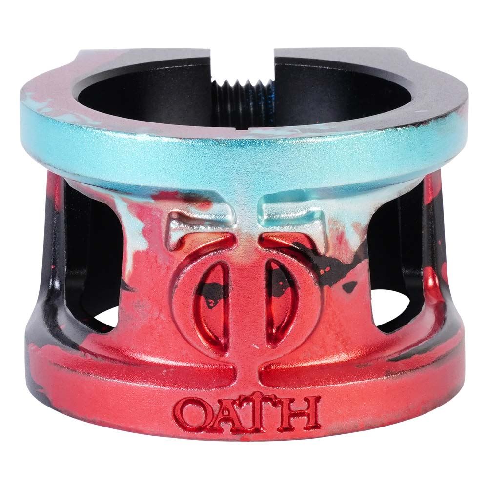 Oath Cage V2 Alloy 2 Bolt Clamp - Black/Teal/Red