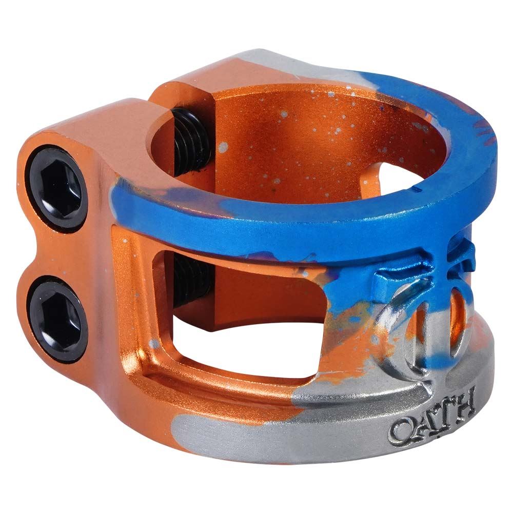 Oath Cage V2 Alloy 2 Bolt Clamp - Orange/Blue/Titanium