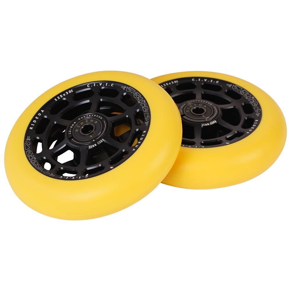 urbanArtt Civic 125 x 30mm Wheels - Black/Yellow