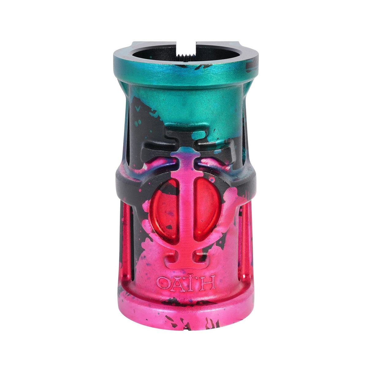 Oath Cage V2 Alloy 4 Bolt SCS Clamp Green/Pink/Black